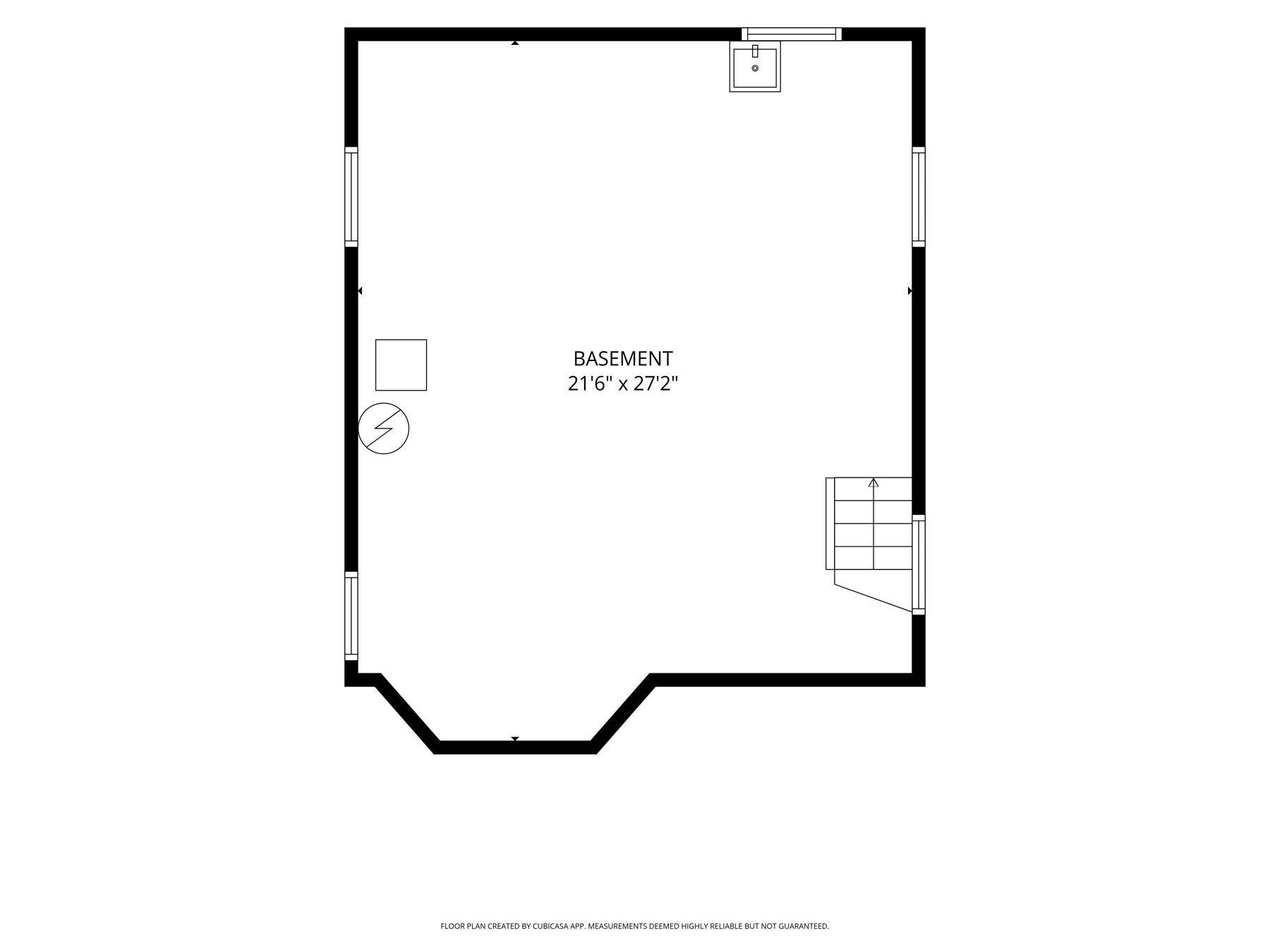 Basement floor plan of 9205 S Utica Ave: open 21'6 x 27'2 lower level